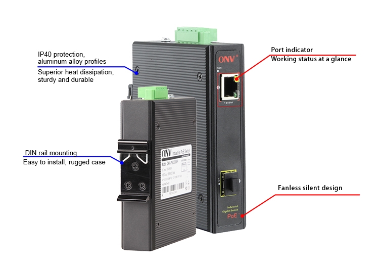 industrial PoE switch , industrial switch, 2-port gigabit industrial switch