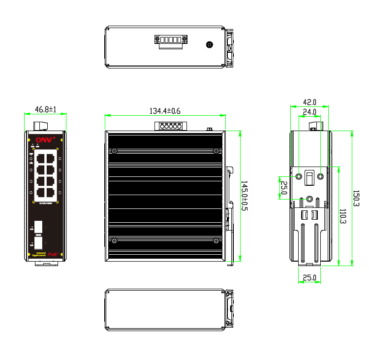 gigabit industrial PoE switch, 10-port industrial switch, industrial switch