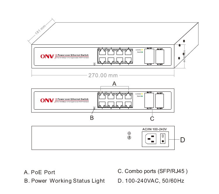 10-port managed PoE switch, 10-port PoE switches,PoE switch
