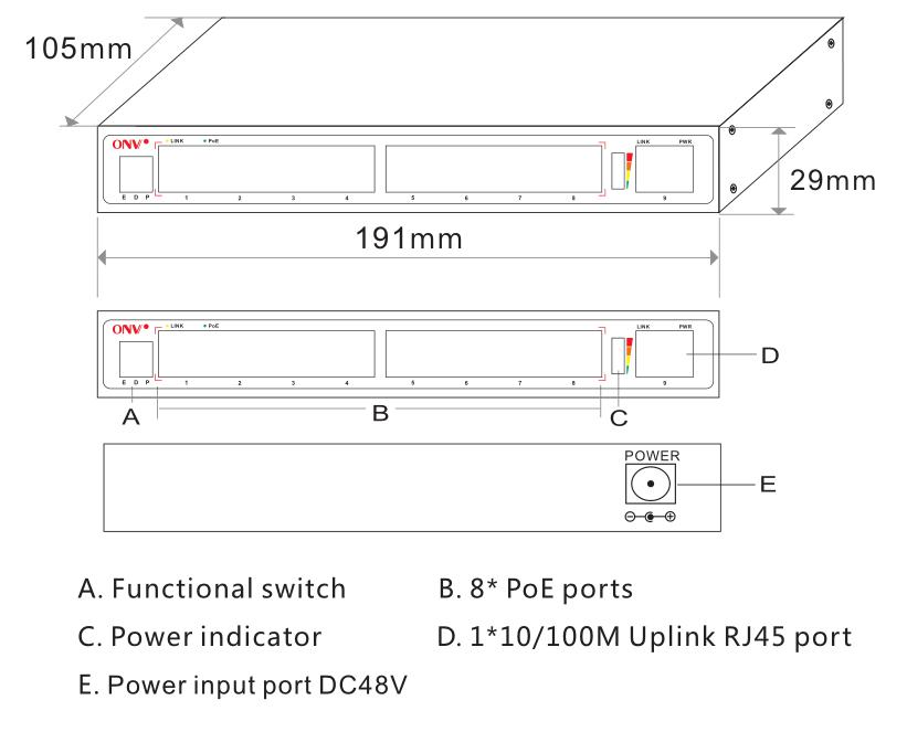 9-port 10/100M AI PoE switch, PoE switches, PoE switch, 9-port PoE switch