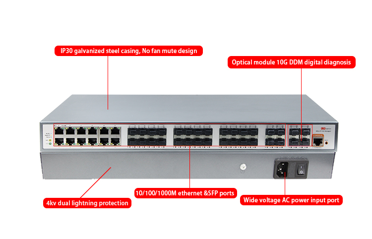 44-port 10G uplink managed Ethernet fiber switch,Ethernet fiber switch