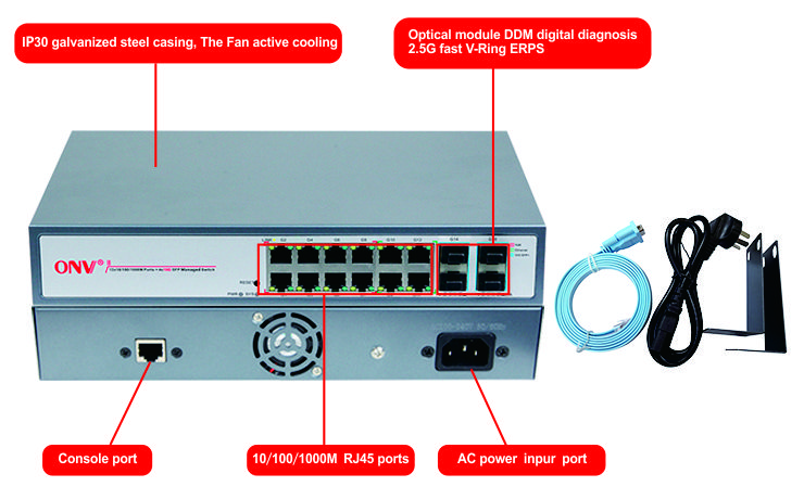16-port 10G uplink L3 managed Ethernet fiber switch，Ethernet fiber switch