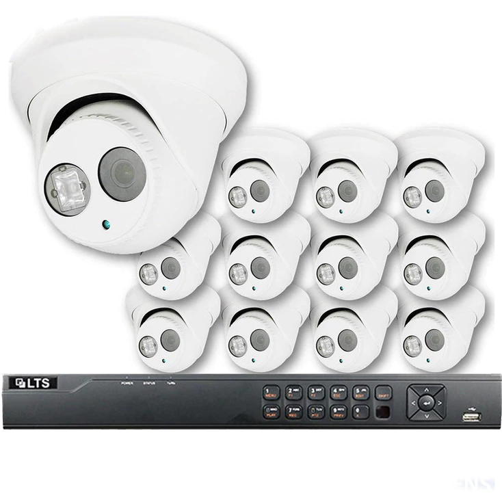12-Camera 2MP Turret IP Security Camera System - True WDR, Weatherproof, 3TB of Storage, LTN8712-D2WM