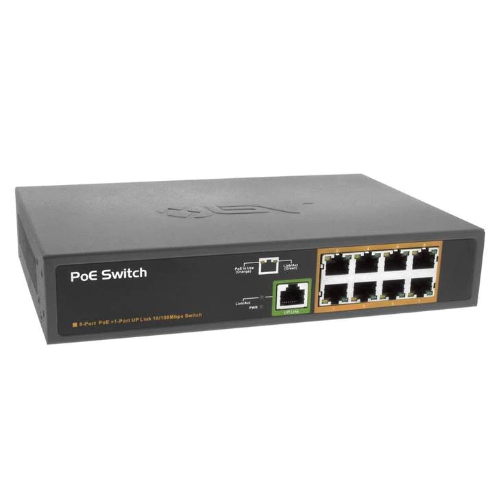 LTS POE-SW801 8-Port PoE Switch - 8 PoE Ports + 1 Uplink Port, 10/100Mbps, IEEE 802.3af Compliant, 150W High Power Output